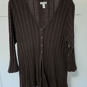 Croft & Barrow Chocolate Brown V-Neck Cardigan